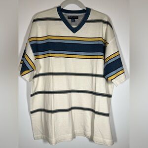 NWT Vintage 90s Pepe Jeans London oversized striped v-neck tshirt retro sz M
